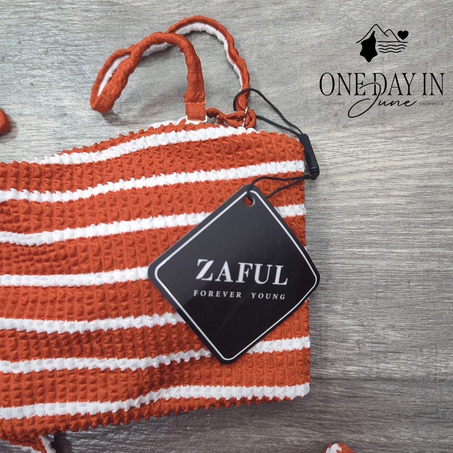 Zaful Textured Bandeau Bikini Swimsuit Size S