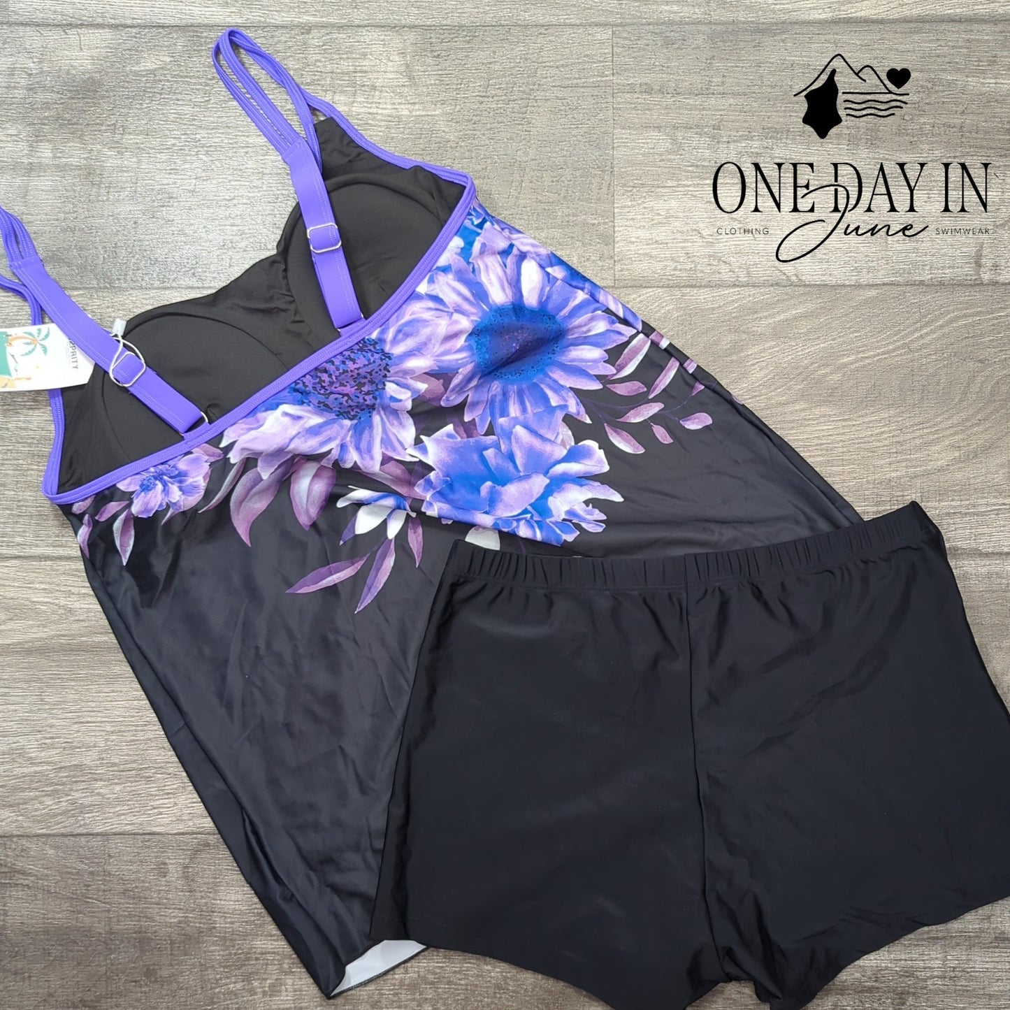 B2Prity Floral Boyshort Tankini Swimsuit Size XL