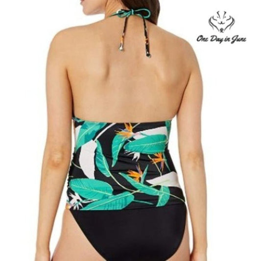 Coastal Blue Convertible Halter Neck Tankini Top Size M
