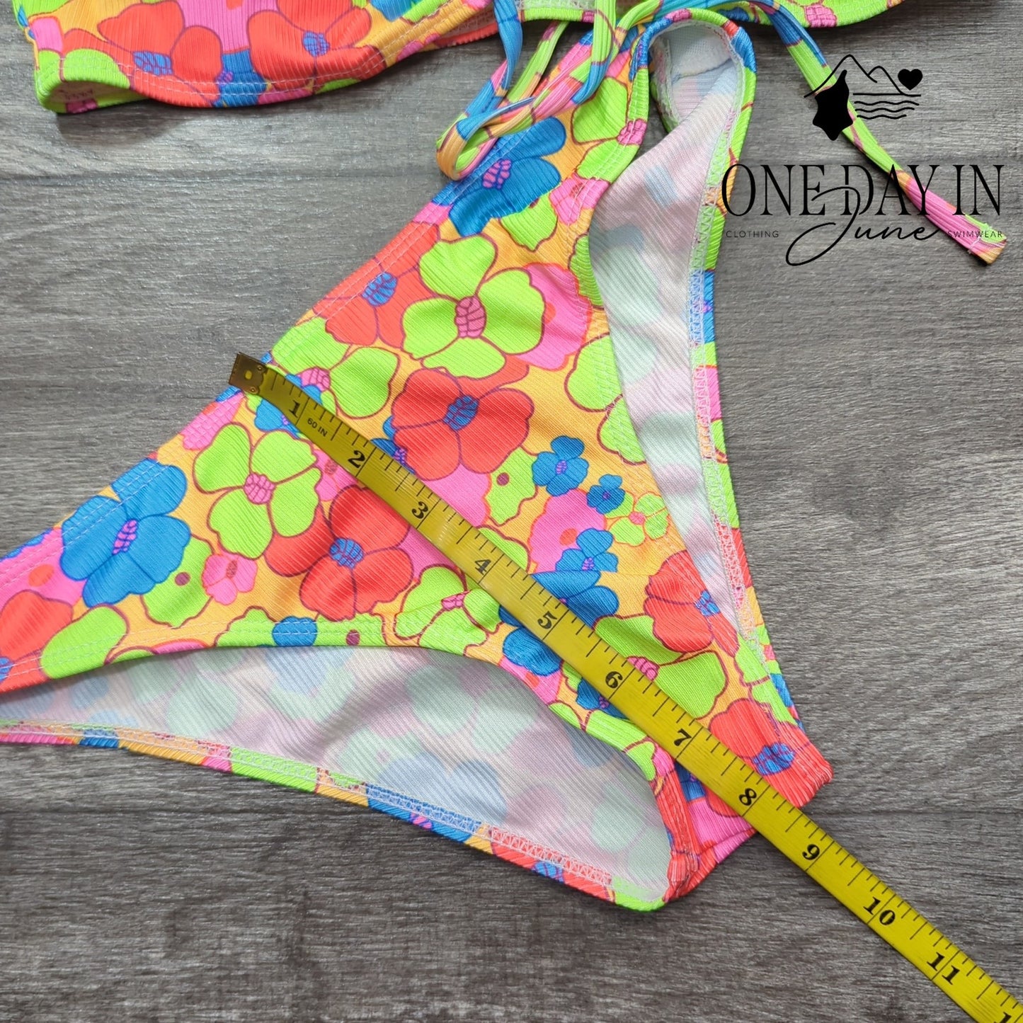 CharmLeaks Ribbed Floral Bikini Swimsuit Size XS
