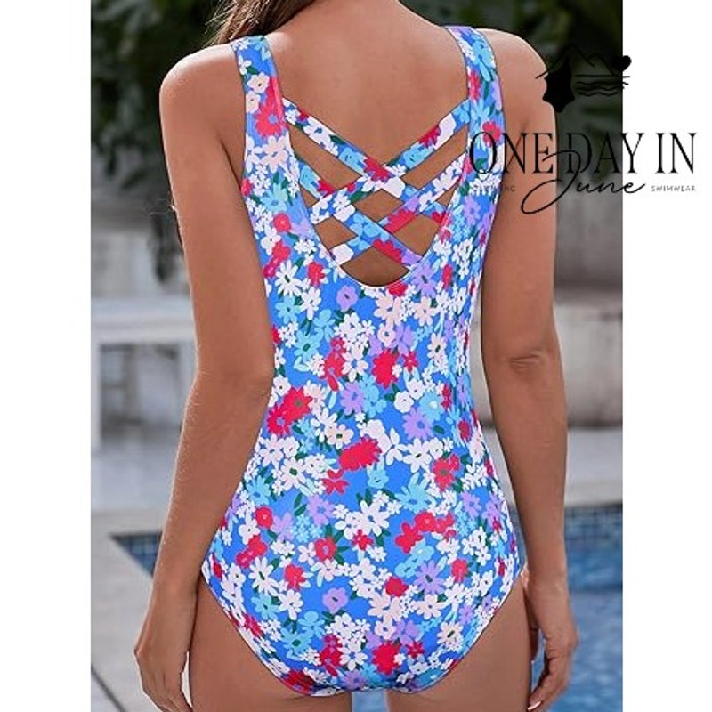Adisputent Cage Back Floral One Piece Swimsuit Size XXL