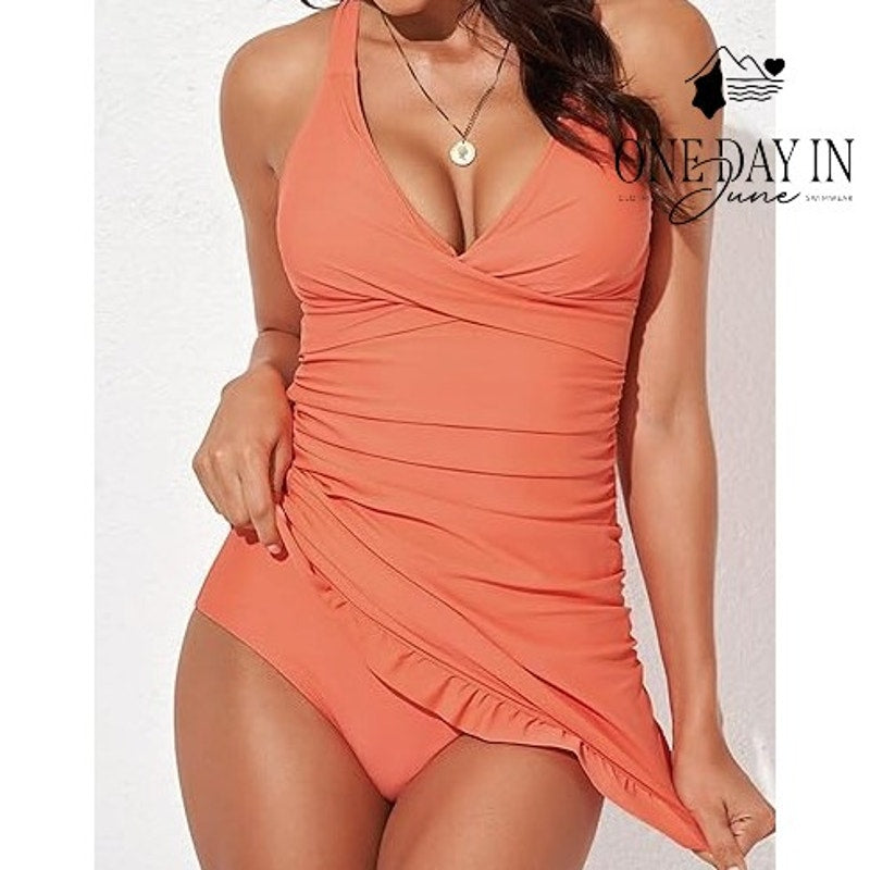 CharmLeaks Plus Size Twist Front Tankini Swimsuit Size 20W