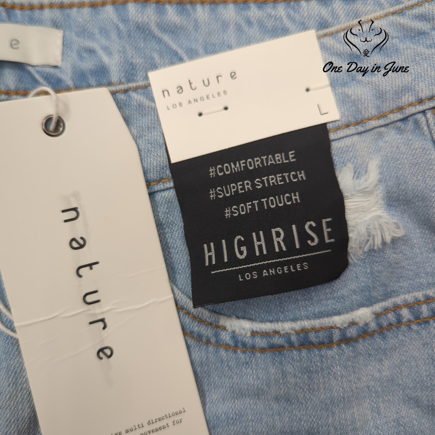 Nature High Rise Denim Shorts Size L