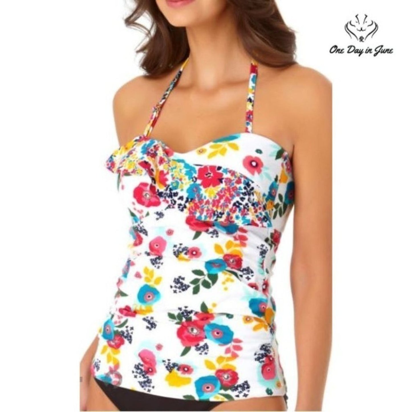 Liz Claiborne Floral Tankini Top Size M