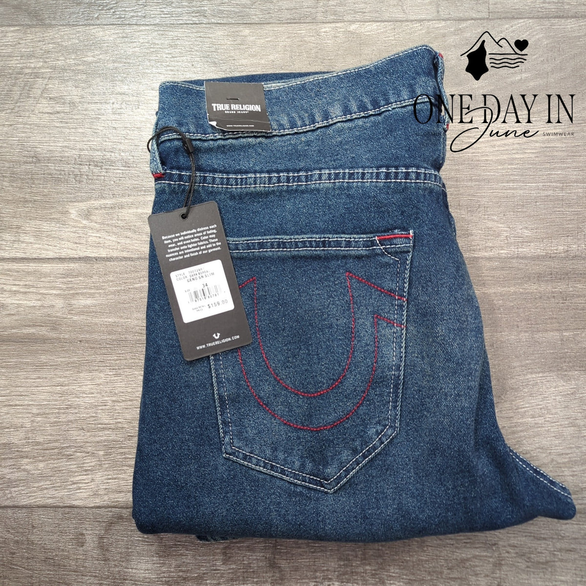 True Religion Geno Relaxed Slim Jeans Men's Dark Boreal NWT Size 34X30