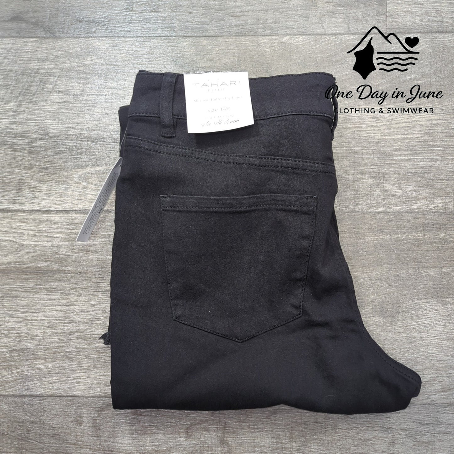 Tahari Petite Mid Rise Button Flare Jeans Size 14P