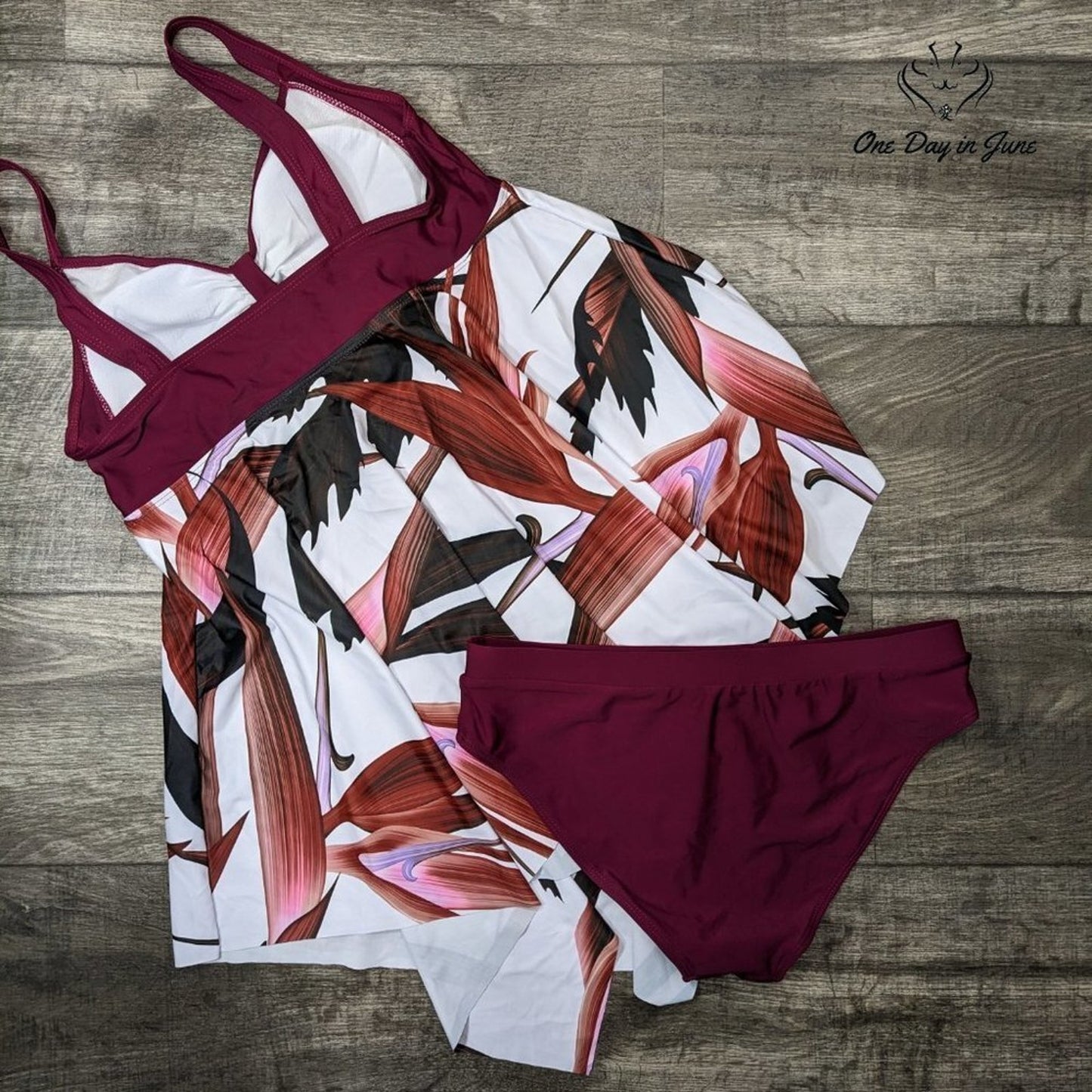 Bucota Floral Swimdress Tankini Swimsuit Size M