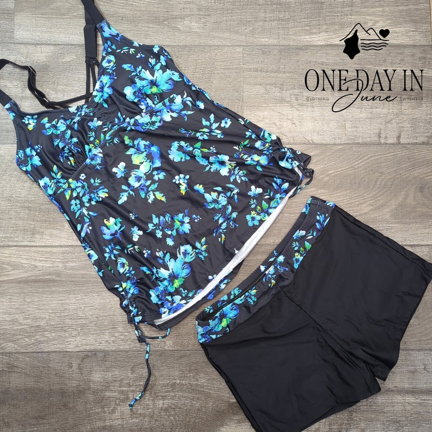 Tempt Me Strappy Back Boy Short Tankini Swimsuit Size L