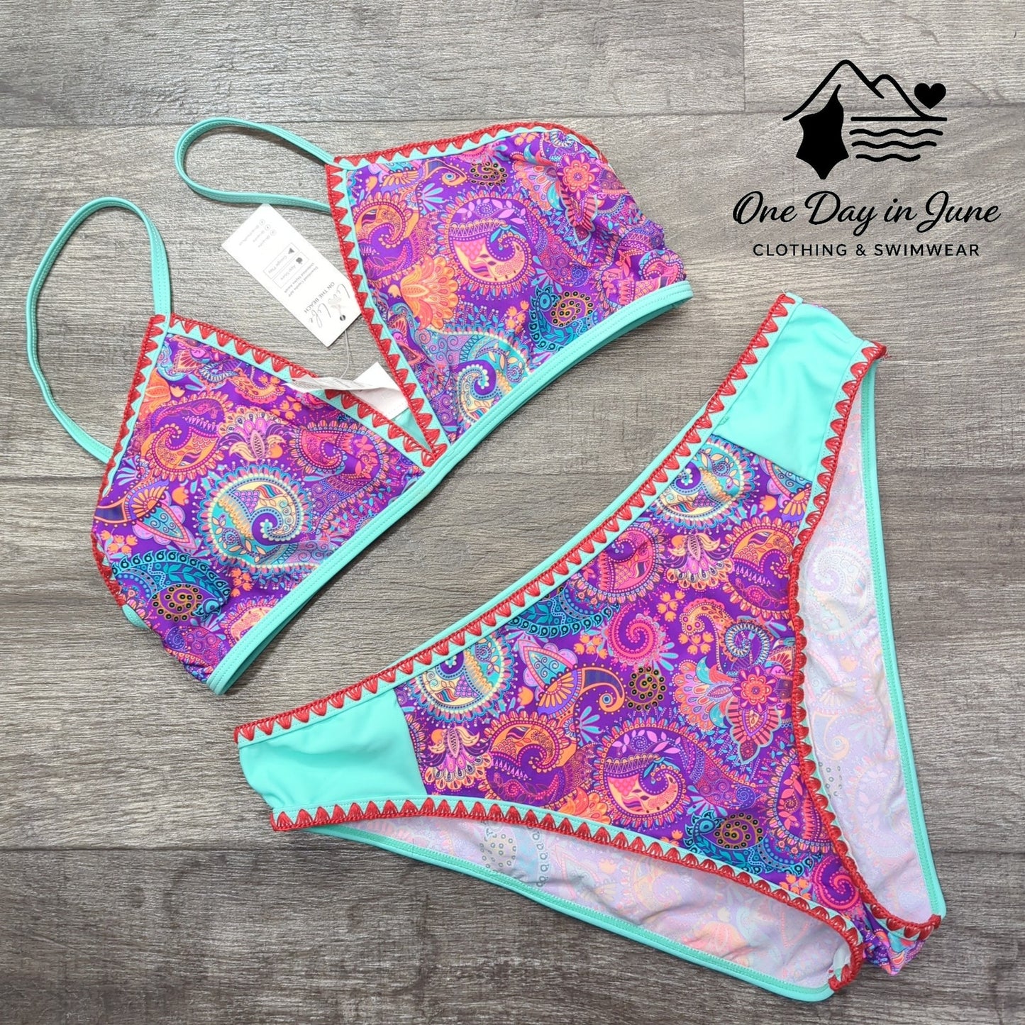 Cupshe Embroidered Edge Bikini Swimsuit Size L