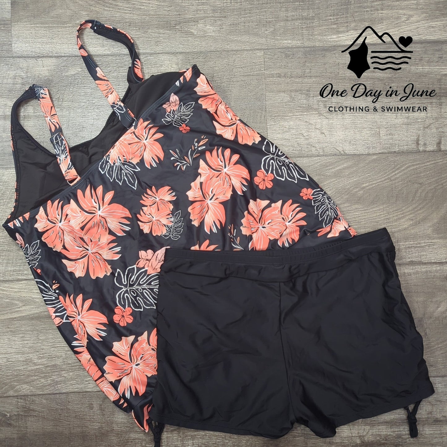 Yonique Plus Size Blouson Tankini Swimsuit Size XXL