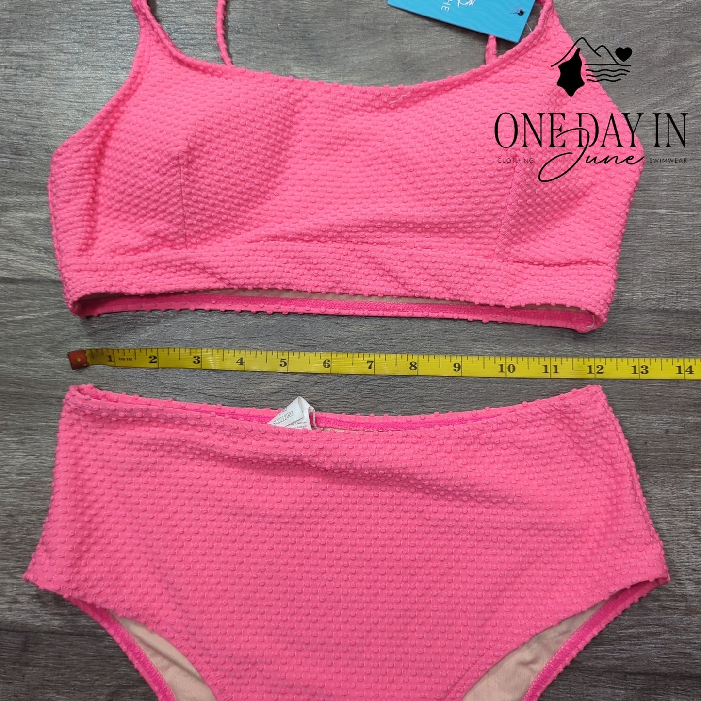 Cupshe High Waist Crop Textured Bikini Swimsuit Size S