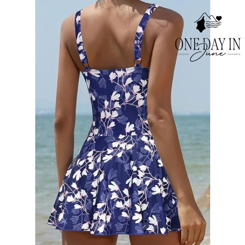 Shekini Twist Front Boyshort Swimdress One Piece Swimsuit Size L