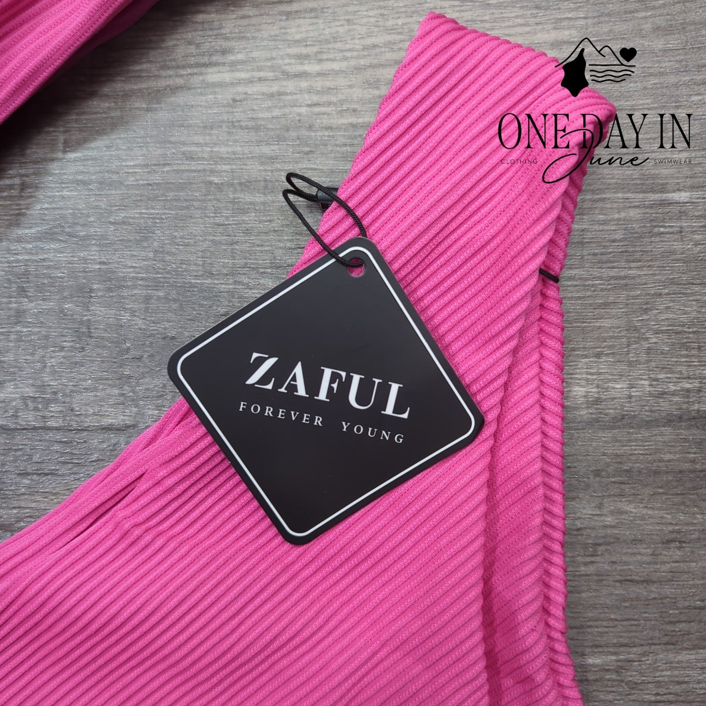 Zaful Bandeau Ribbed Tie Back Bikini Swimsuit Size M