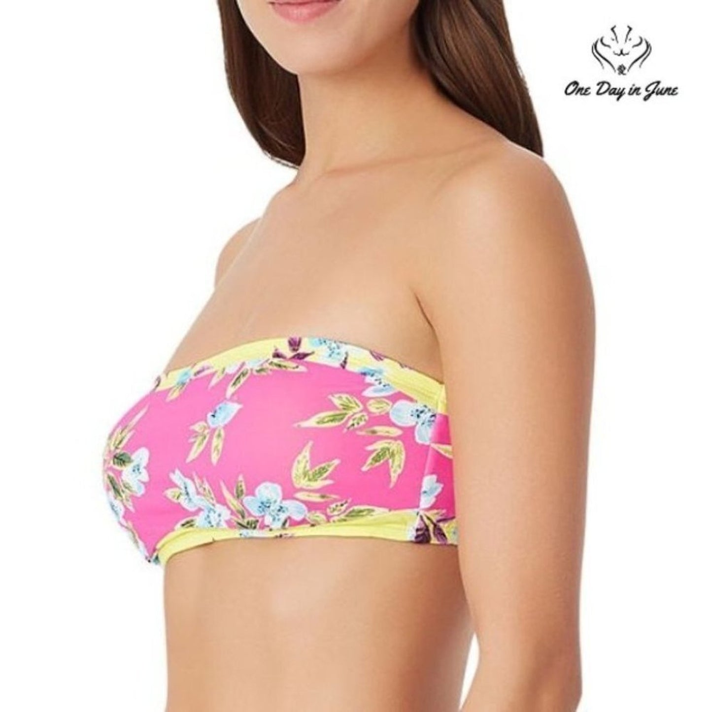 Sugar Beach Floral Bandeau Bikini Top Size XS