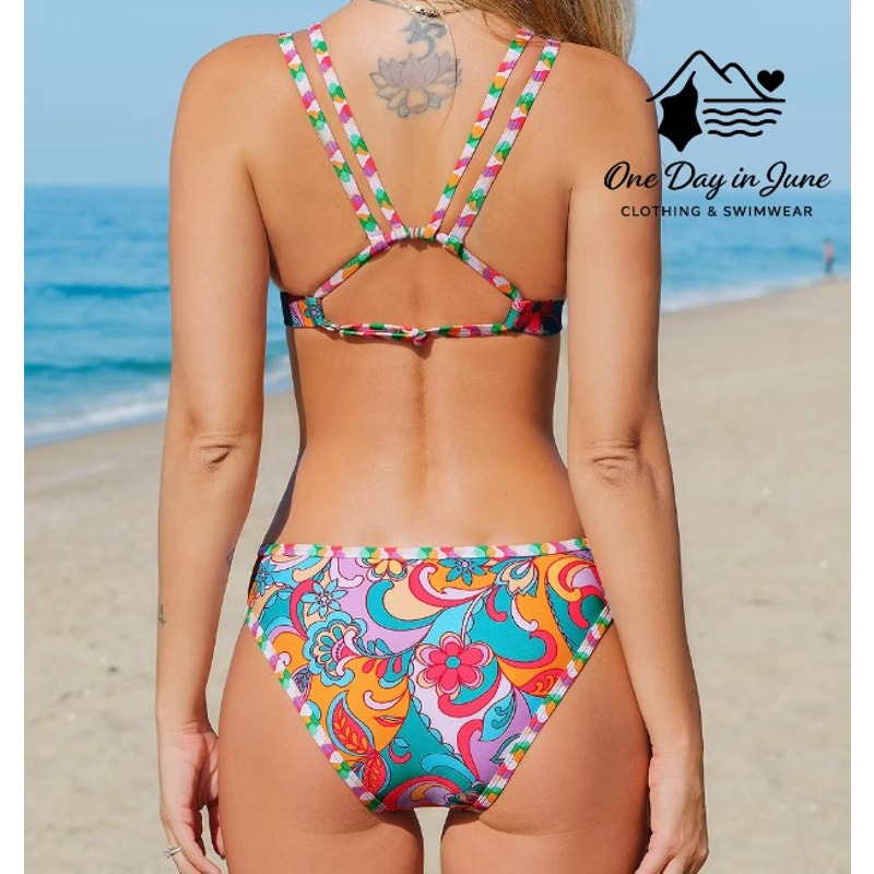 Cupshe Strappy Floral Bikini Swimsuit Size S