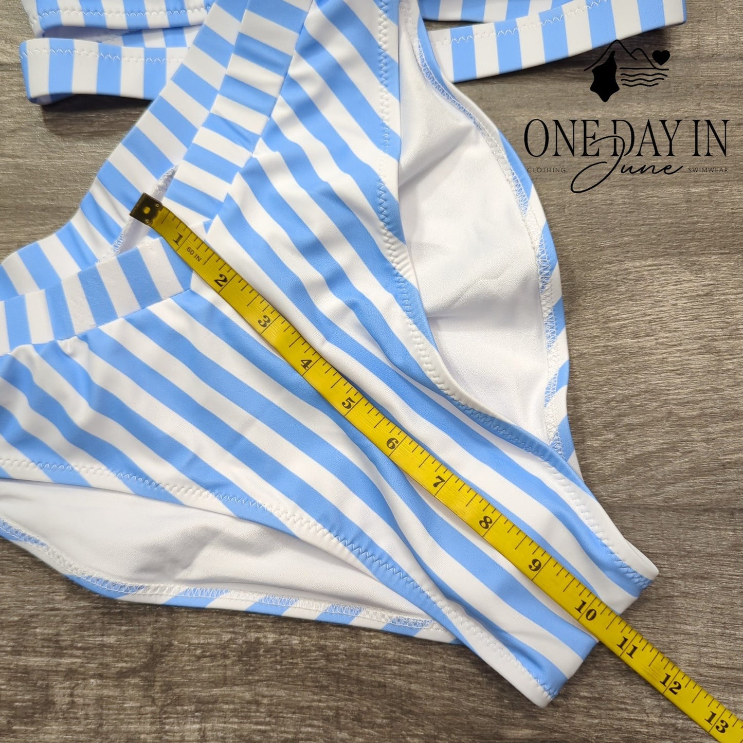 Blooming Jelly Striped Crop Cinched Bottom Bikini Swimsuit Size S