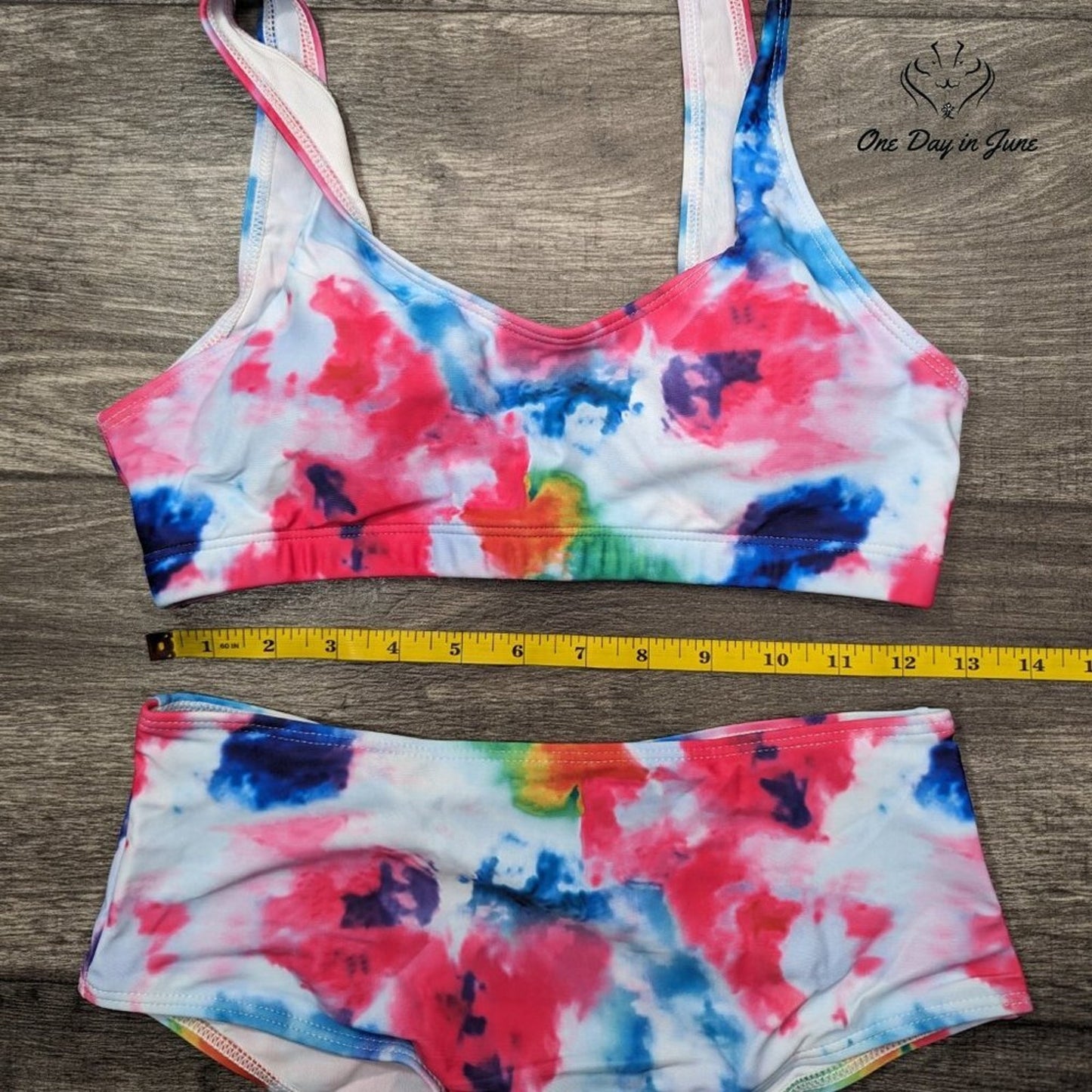 Adisputent Tie Dye Crop Top Bikini Swimsuit Size S