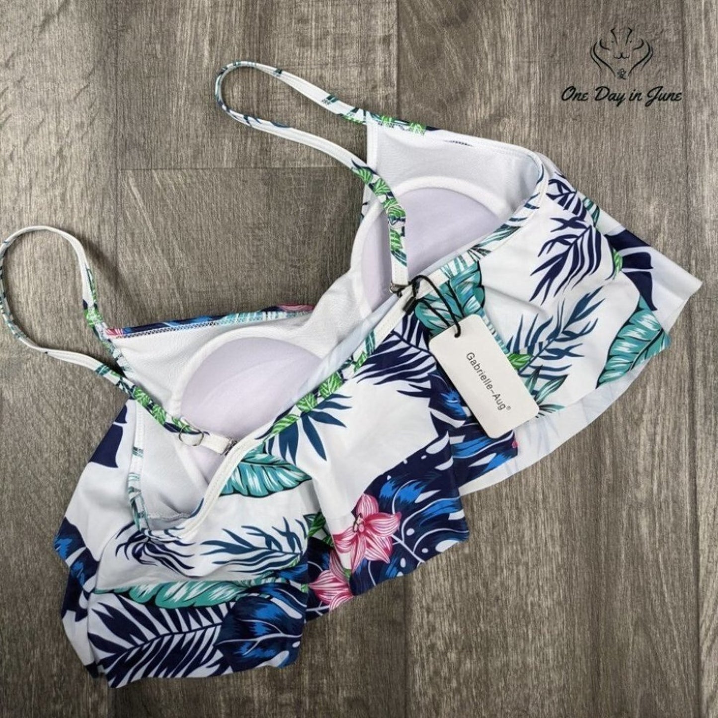 Gabrielle-Aug Retro Flounce Bikini Top Size 8