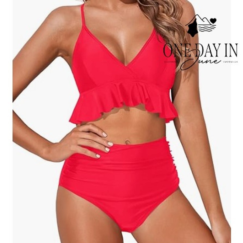 Tempt Me High Waist Ruffle Bikini Swimsuit Size M