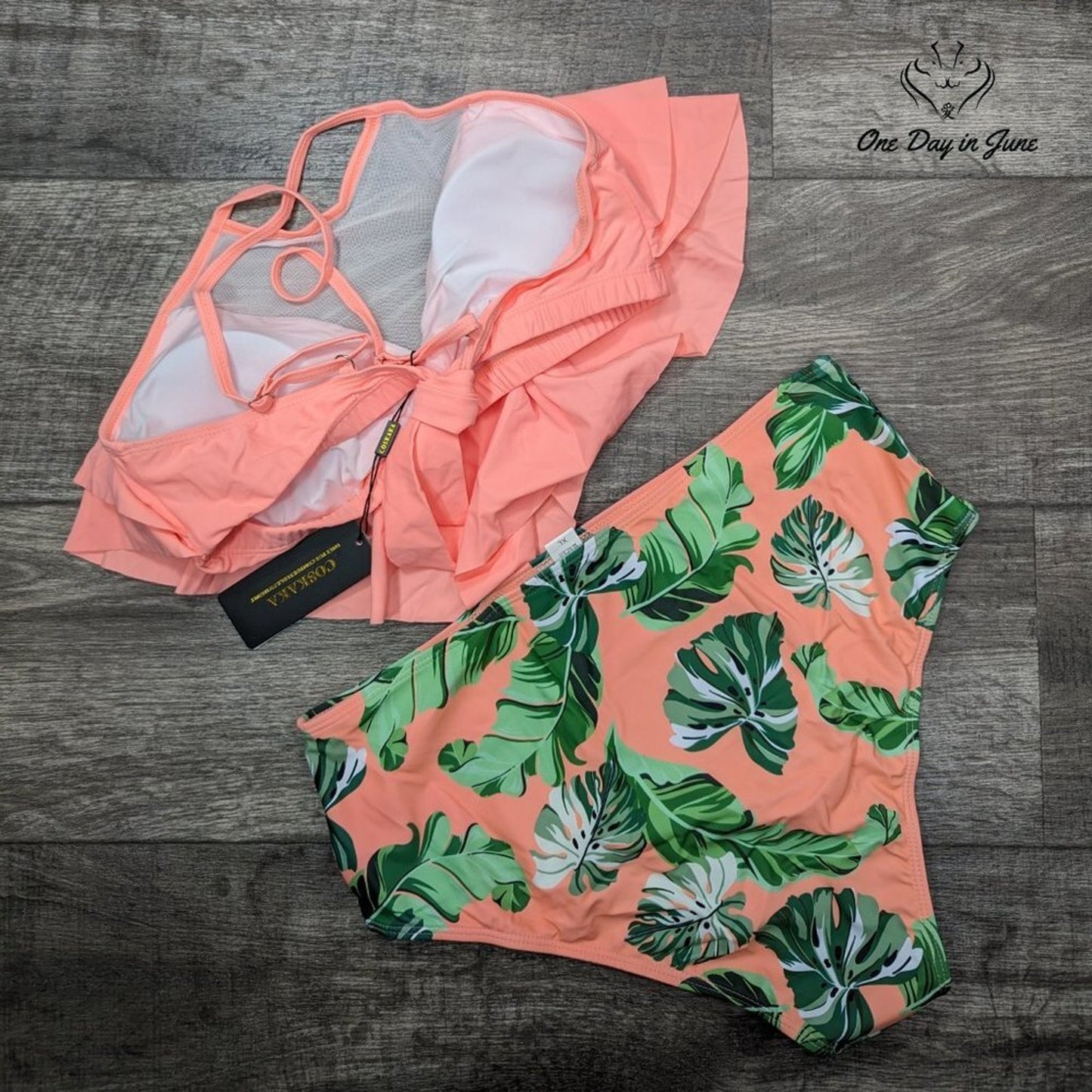 Cosaka High Neck Mesh Flounce Bikini Swimauit Size XL