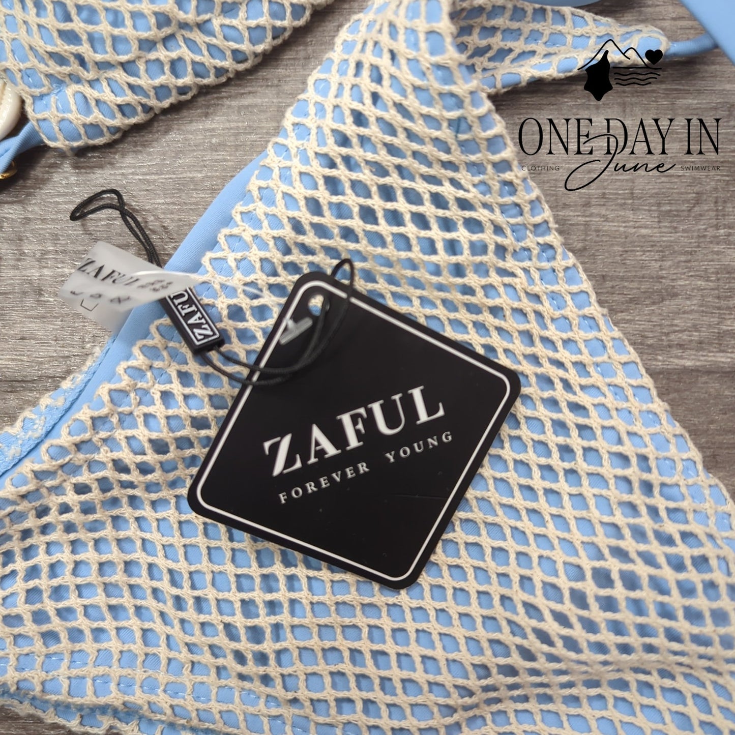 Zaful High Cut Tie Side Tie Back Bikini Swimsuit Size M