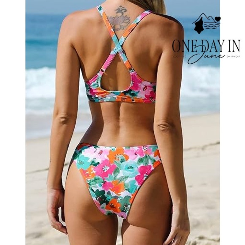 Cupshe Knot Front floral Bikini Swimsuit Size S