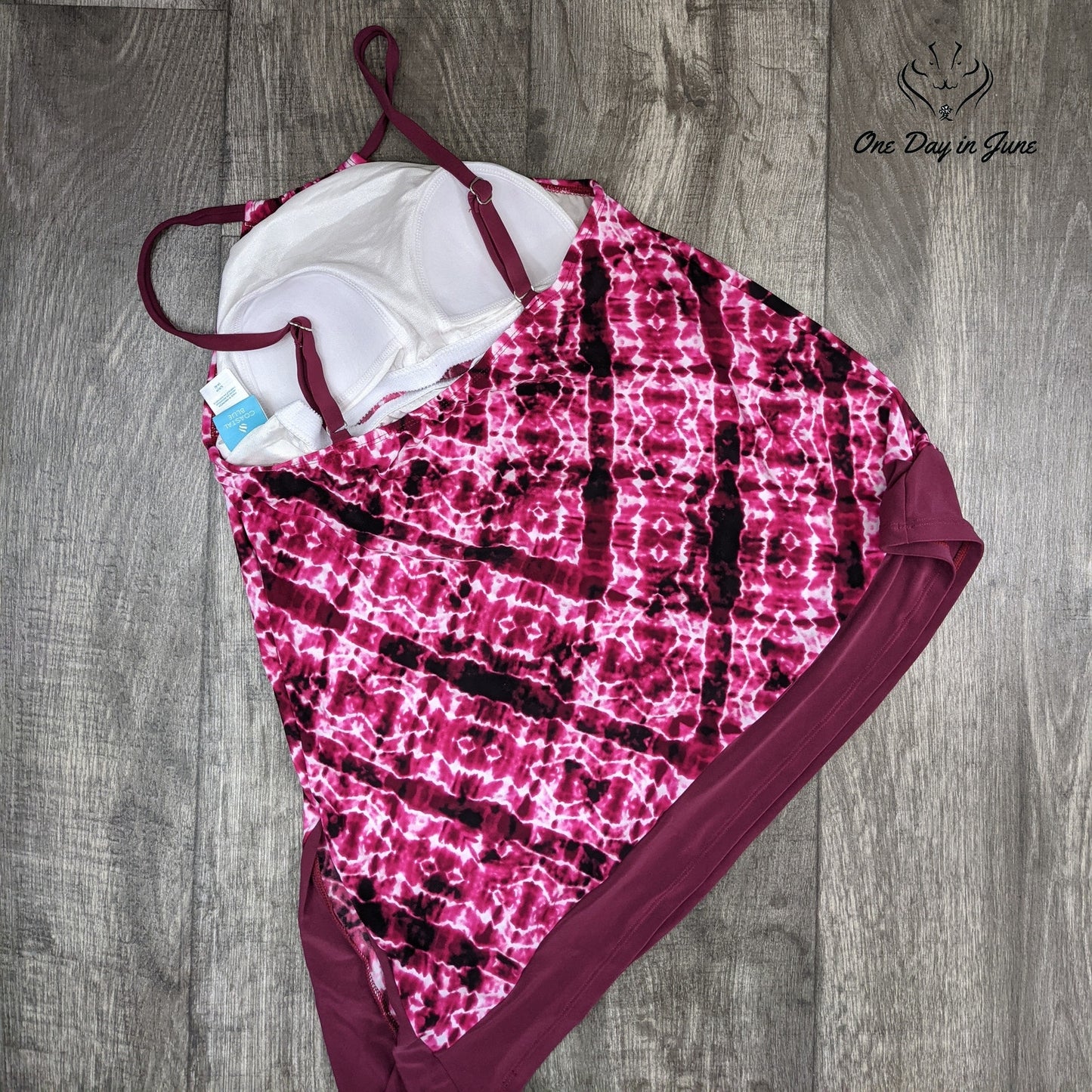 Coastal Blue Asymmetrical Hem Tankini Top Swimsuit Size S (4-6)