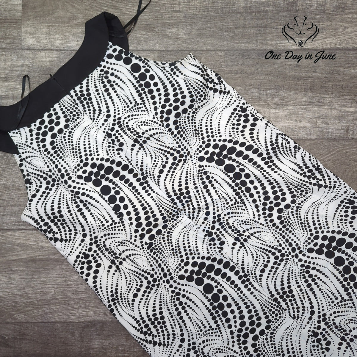 Kim Rogers Black White Abstract Dot Print Sleeveless Sheath Dress Size 14W