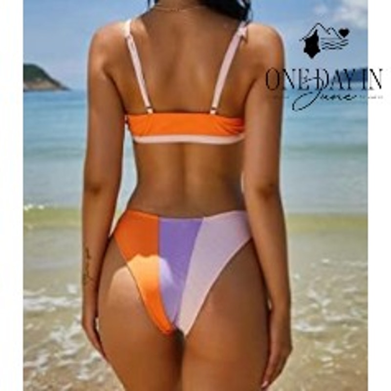 Zaful V Wire Colorblock Bikini Swimsuit Size S