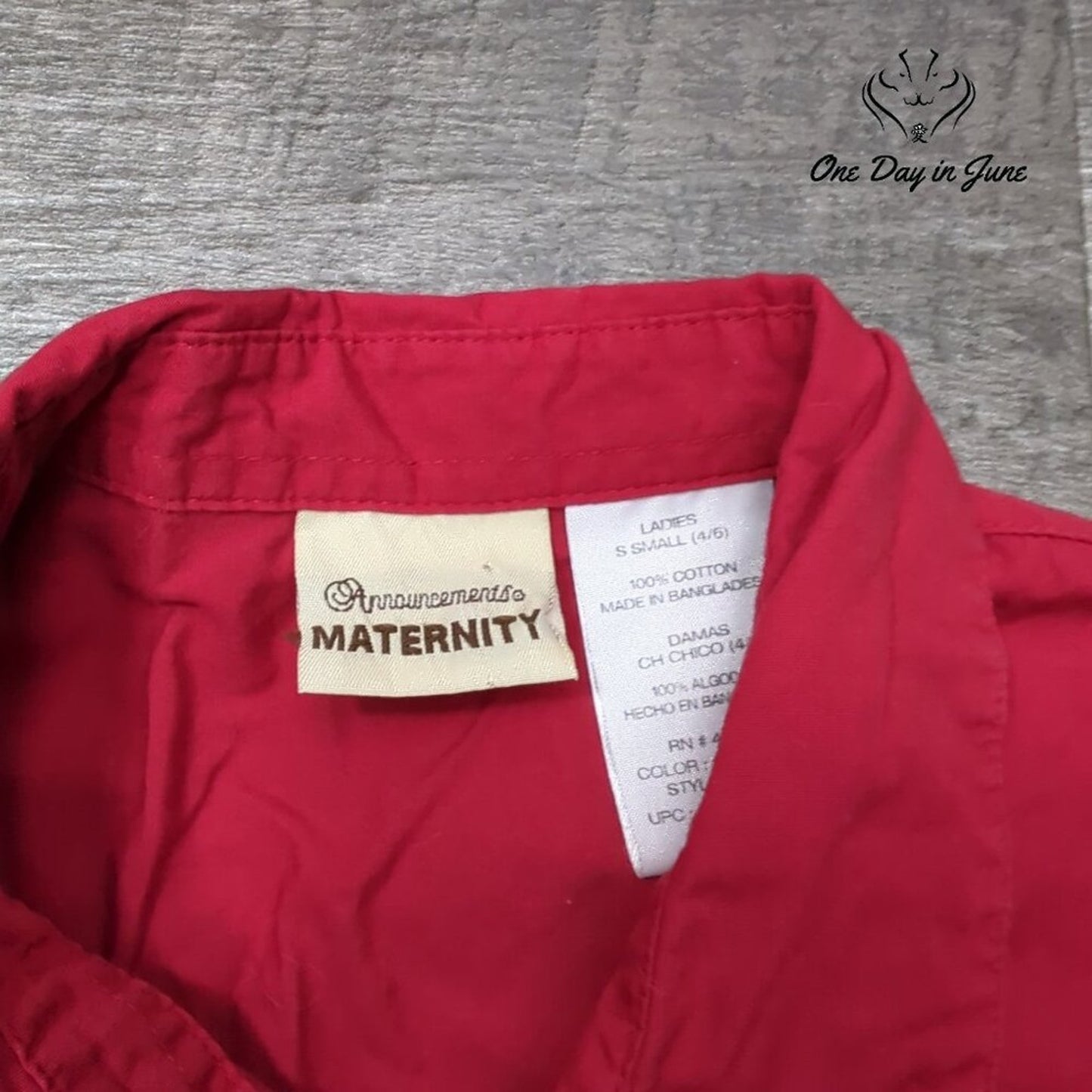 Announcements Maternity Button Front Top Size S
