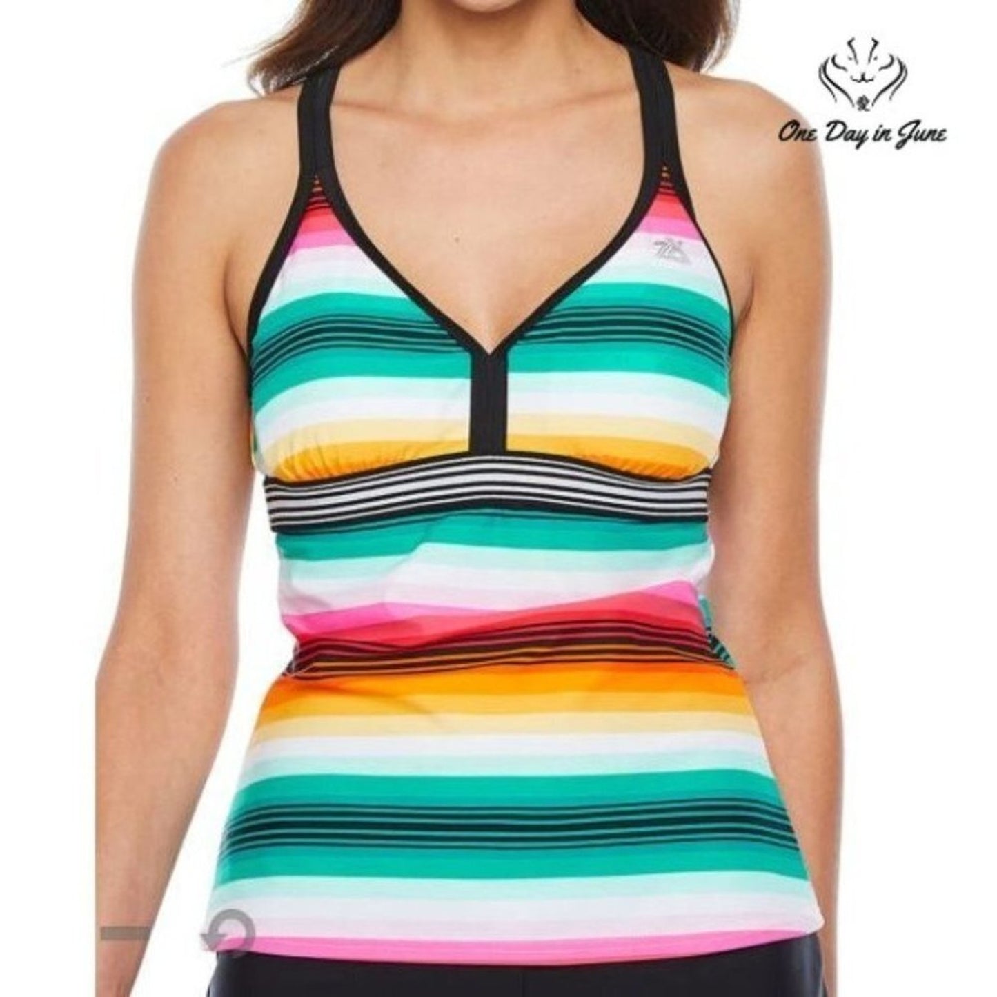 ZeroXPosure Striped Tankini Top Size S