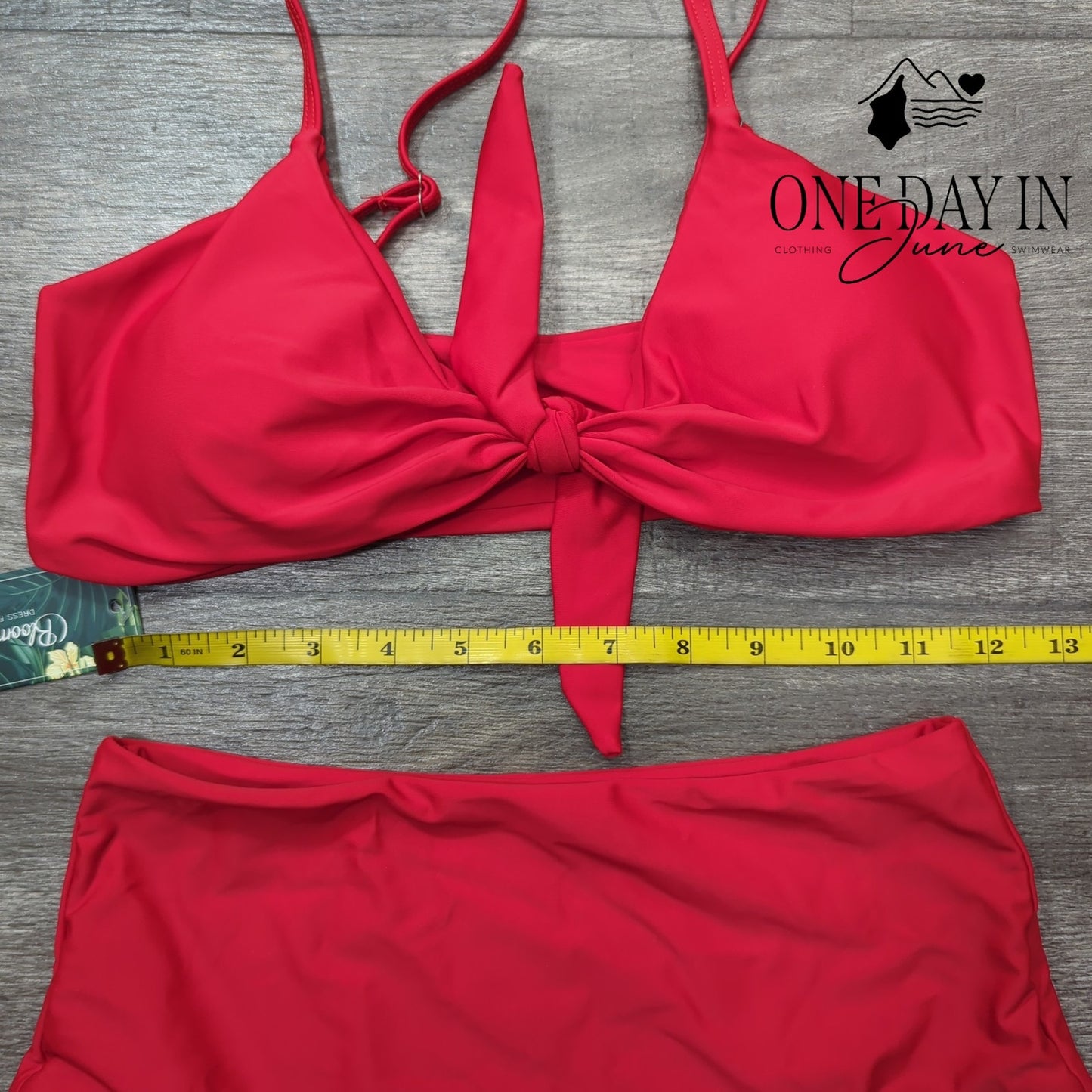 Blooming Jelly Knot Front High Waist Bikini Swimsuit Size S