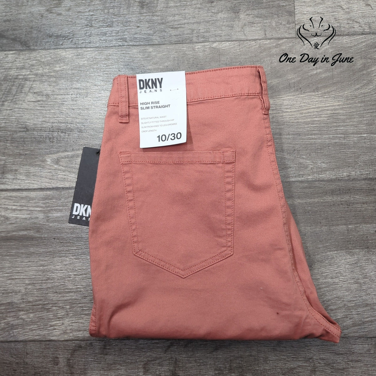 DKNY High Rise Slim Straight Jeans Pink Canyon Rose NWT Size 10