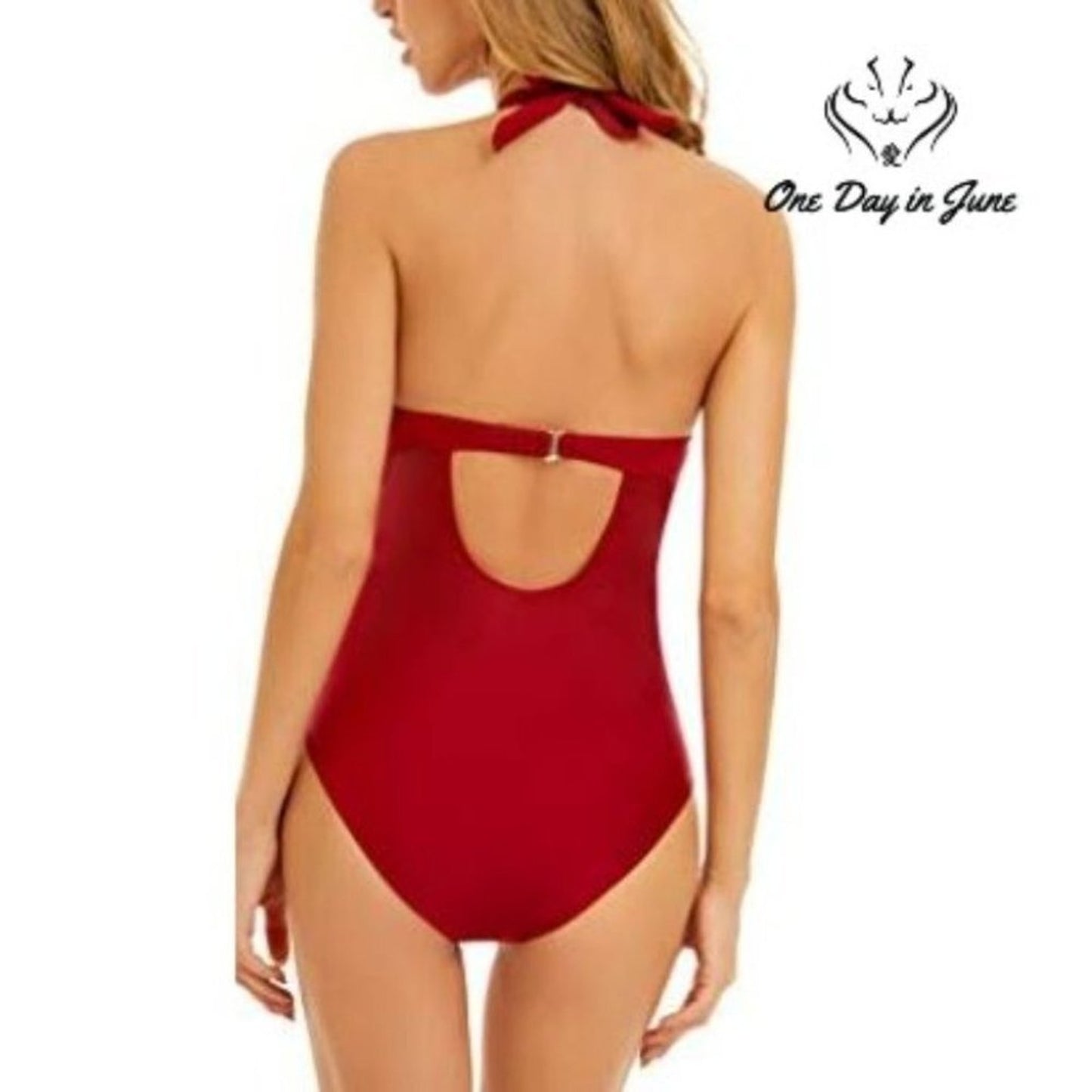 Lomitti Halter Ruched One Piece Swimsuit Size L