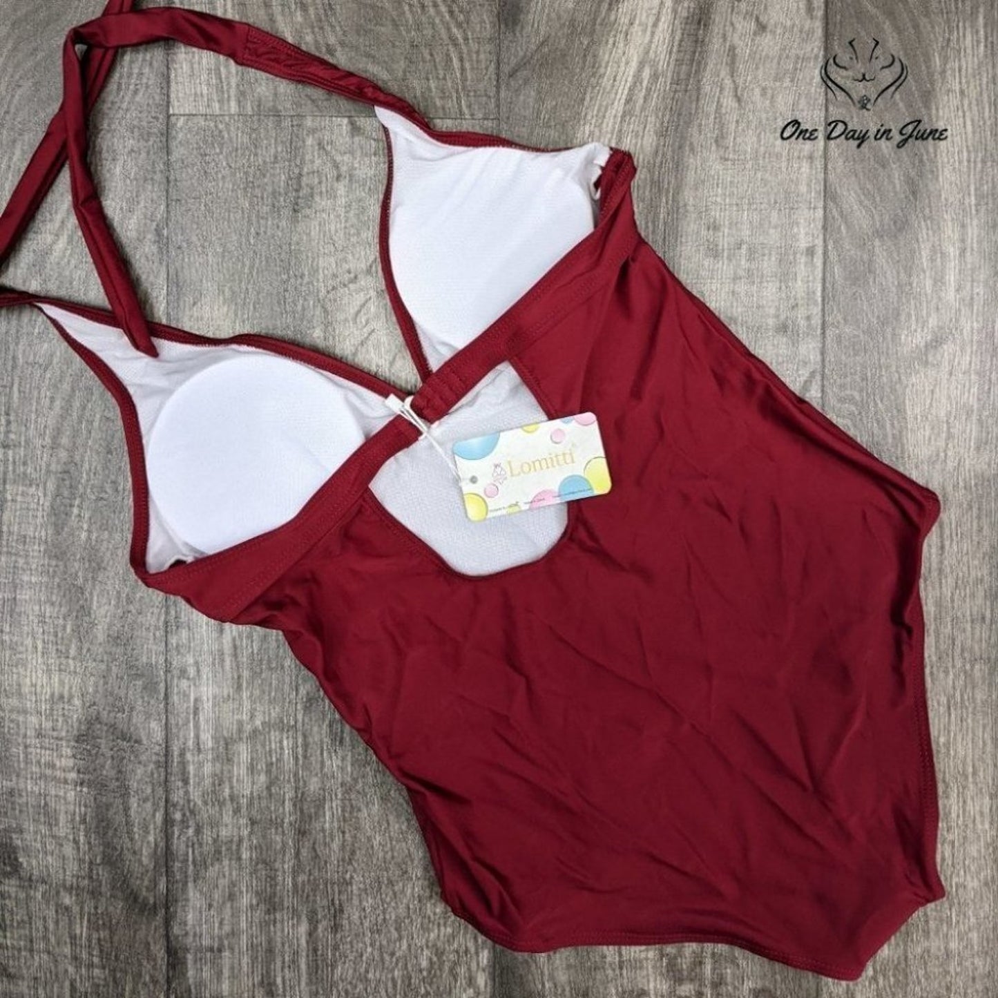 Lomitti Halter Ruched One Piece Swimsuit Size L