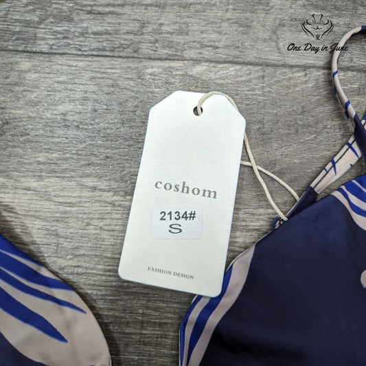 Coshom V Neck Boyshort Tankini Swimsuit Size S