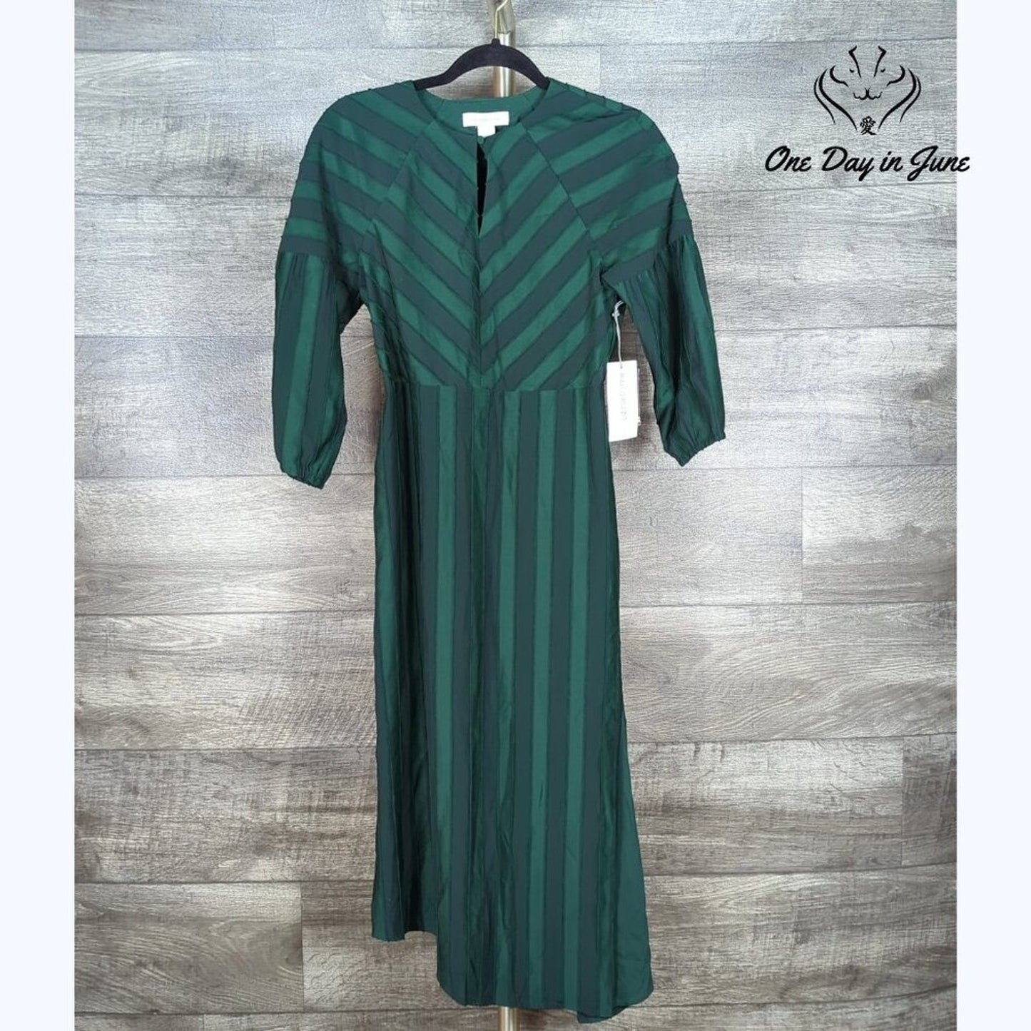 Liz Claiborne Half Sleeve Striped Mysterious Green Dress Size XS