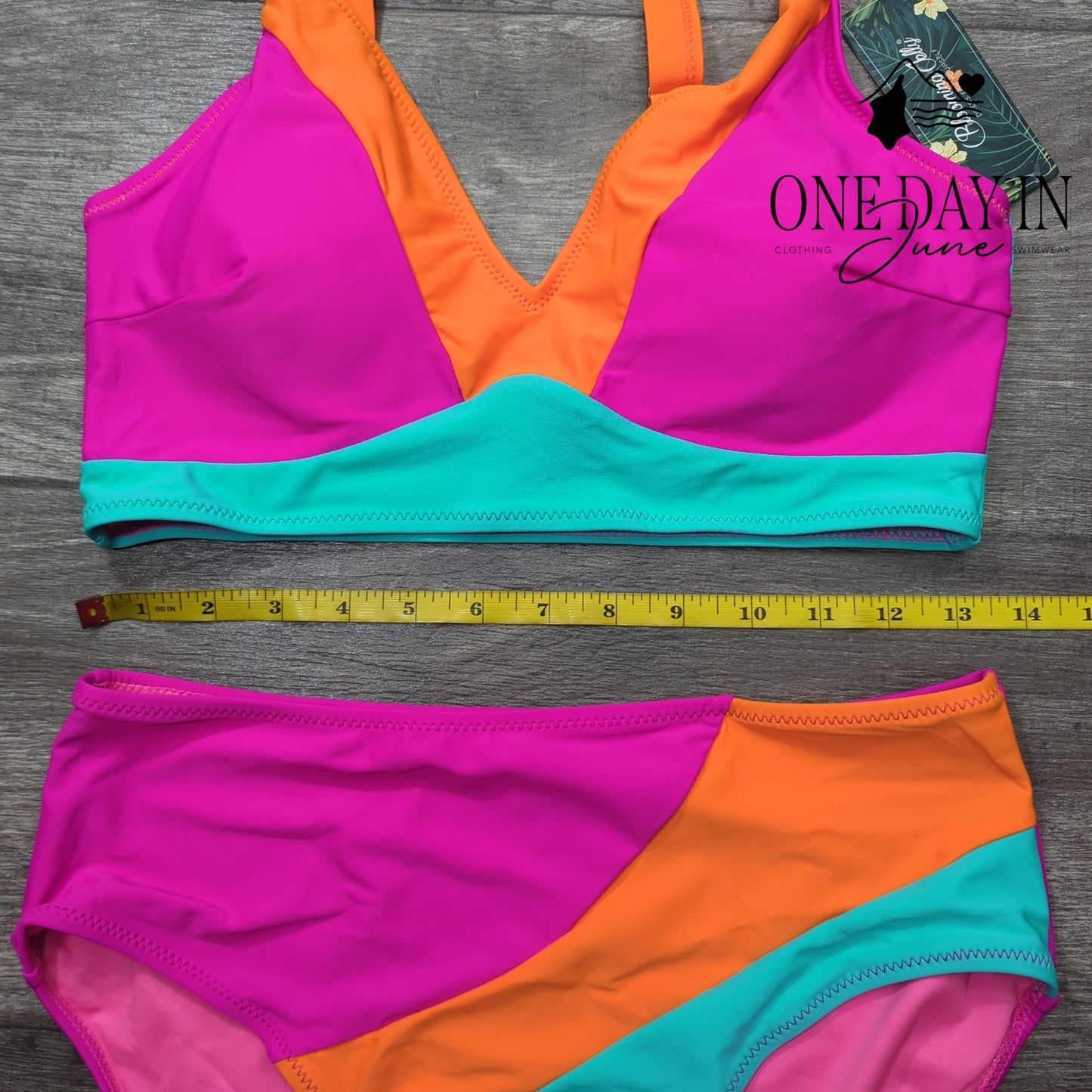 Blooming Jelly Color Block Bikini Swimsuit Size M