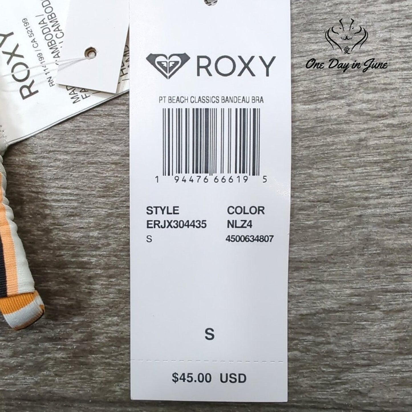 Roxy PT Beach Classics Bandeau Bikini Top Size S