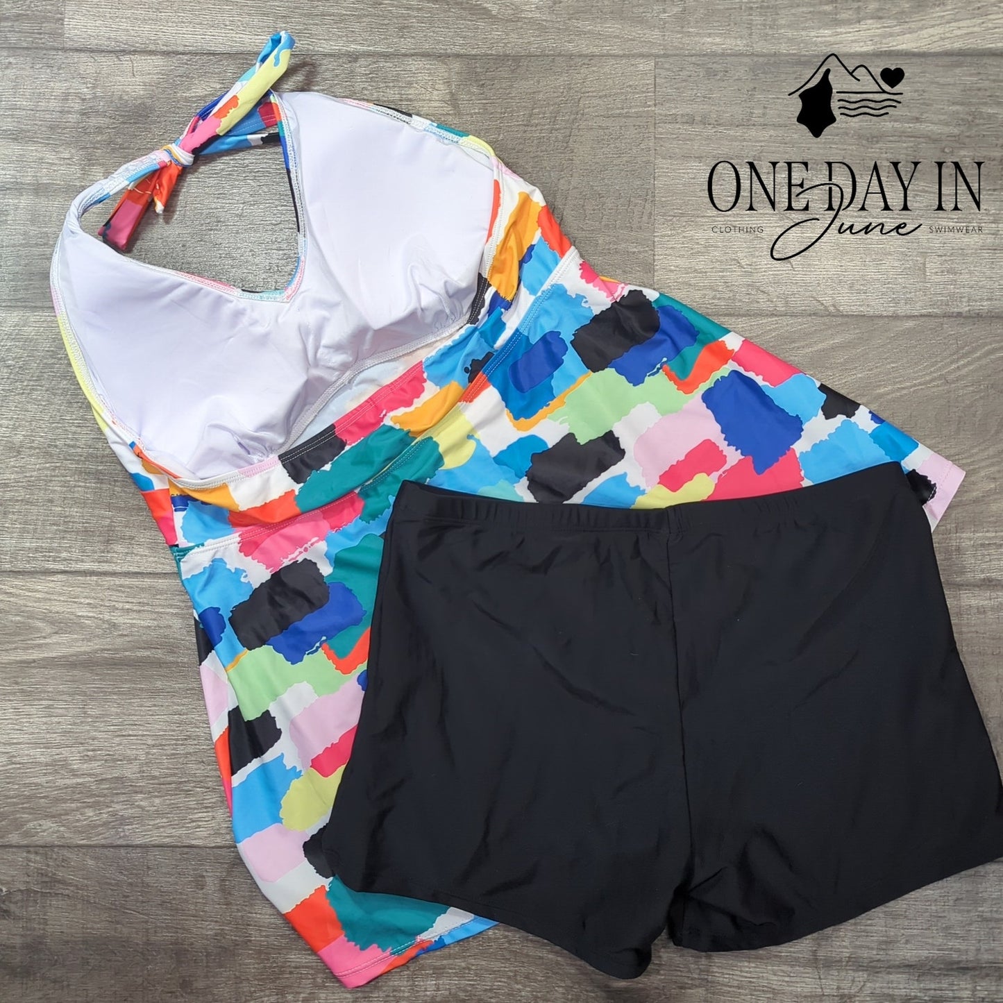 Yonique Halter Boyshort Tankini Swimsuit Size XL