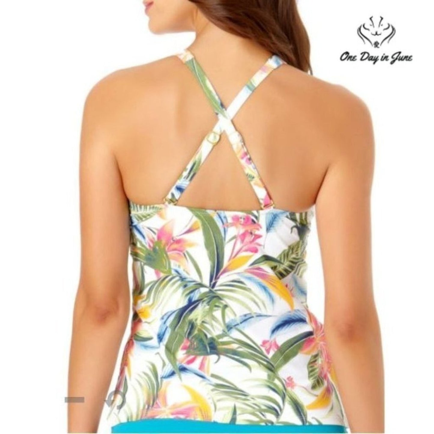 Liz Claiborne Tropical Tankini Top Size M