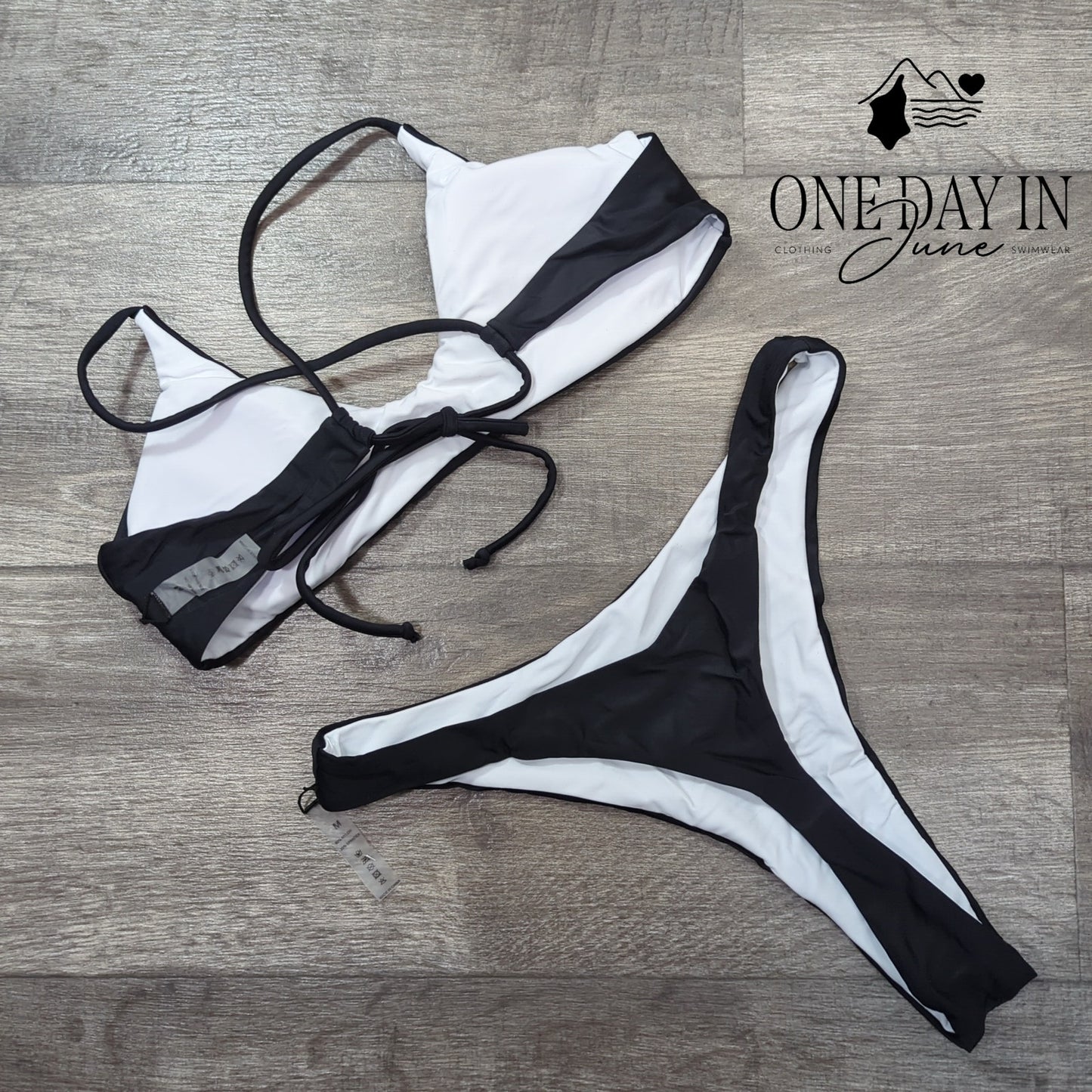 Aleumdr Tie Back Thong Bikini Swimsuit Size M