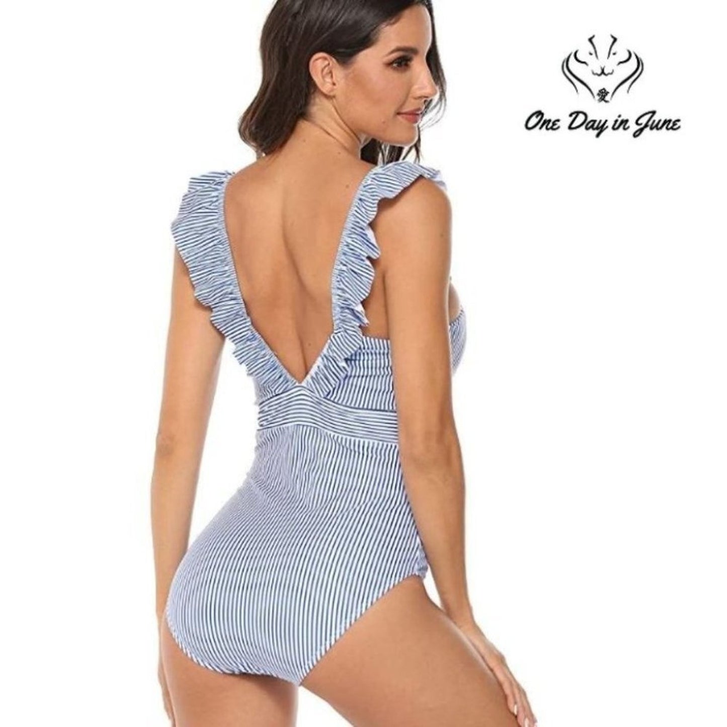 CPUTAN Deep V Stripe Monokini Size L