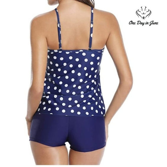 Holipick Flounce Printed Top with Boyshort Bikini Size M