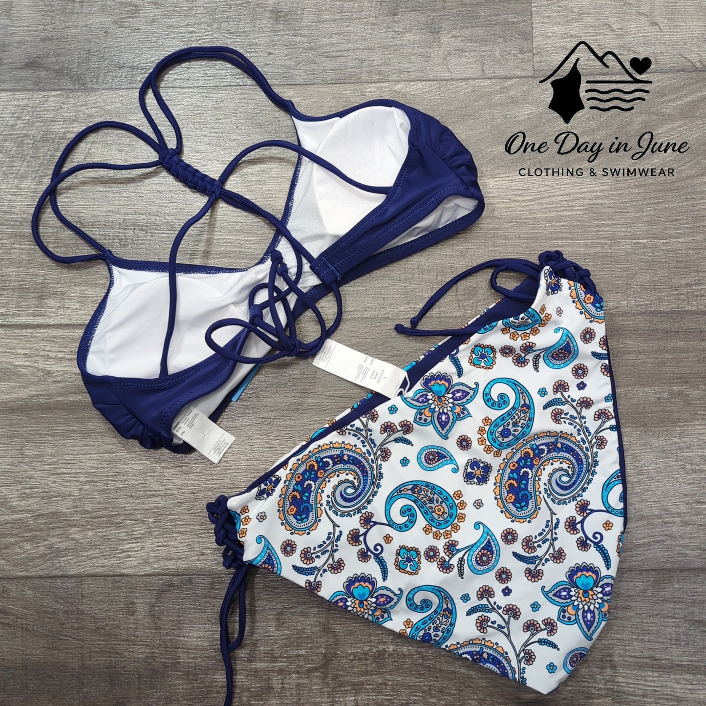 Cupshe Tie Back Tie Side Reversible Bikini Bottom Swimsuit Size L