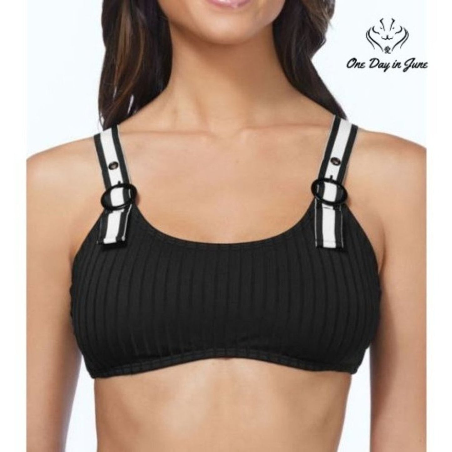 Ambrielle Ribbed Bralette Bikini Top Size XXL