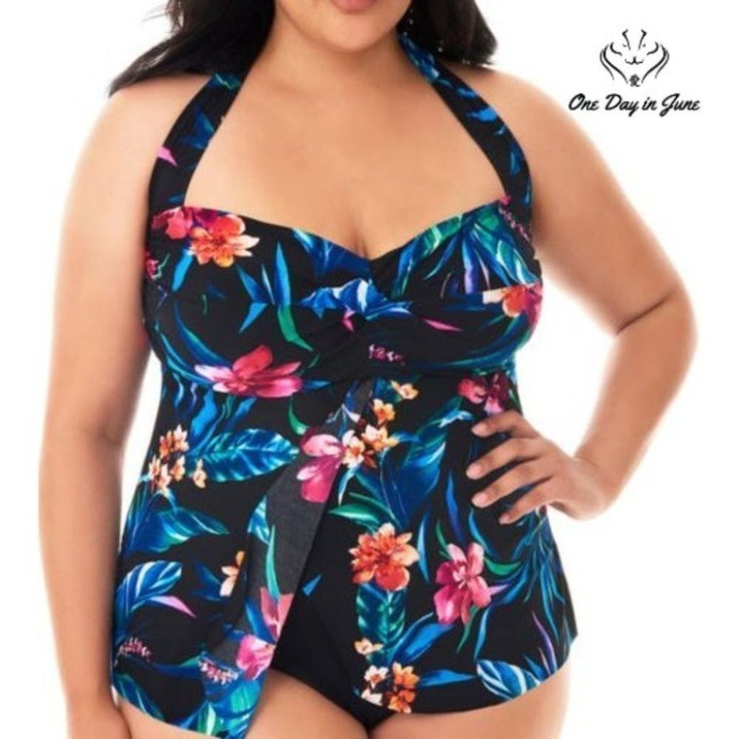 Trimshaper Slimming Control Floral Tankini Top Size 24W