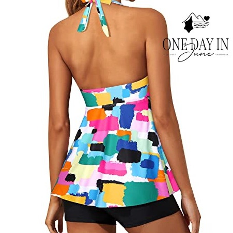 Yonique Halter Boyshort Tankini Swimsuit Size XL