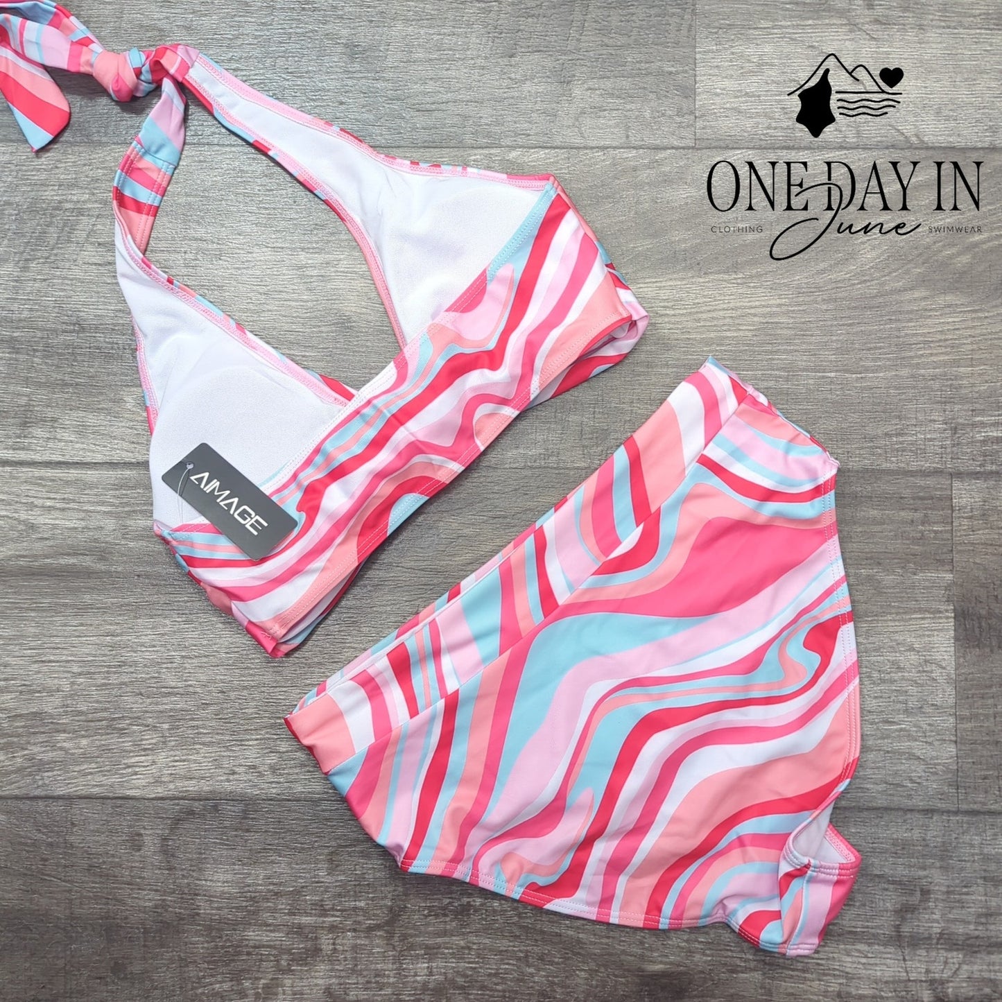 Aimage Cross Front Halter Bikini Swimsuit Size M