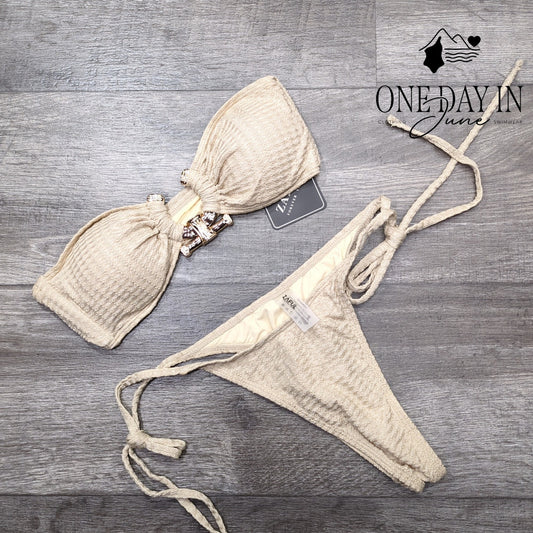 Zaful Bandeau Tie Side Cheeky Bikini Swimsuit Size S